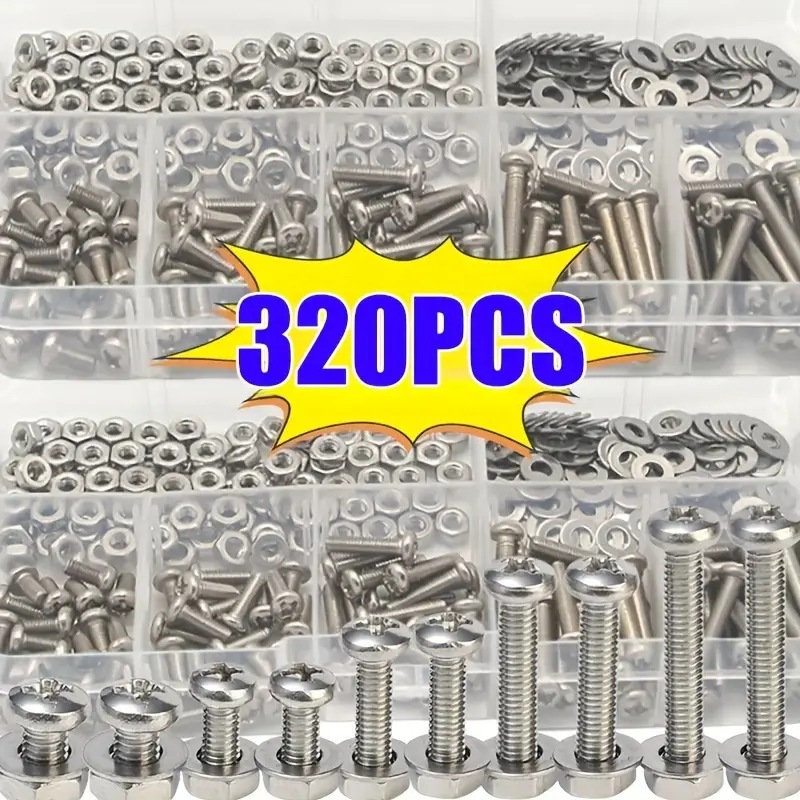 Furniture Hardware Nut - 320 قطعة مجموعة صواميل ومسامير سداسية