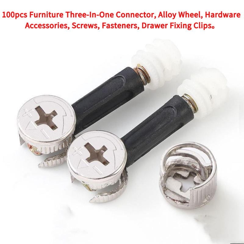 Furniture Hardware Fasteners - 100 قطعة موصل أثاث ثلاثي الوظائف،