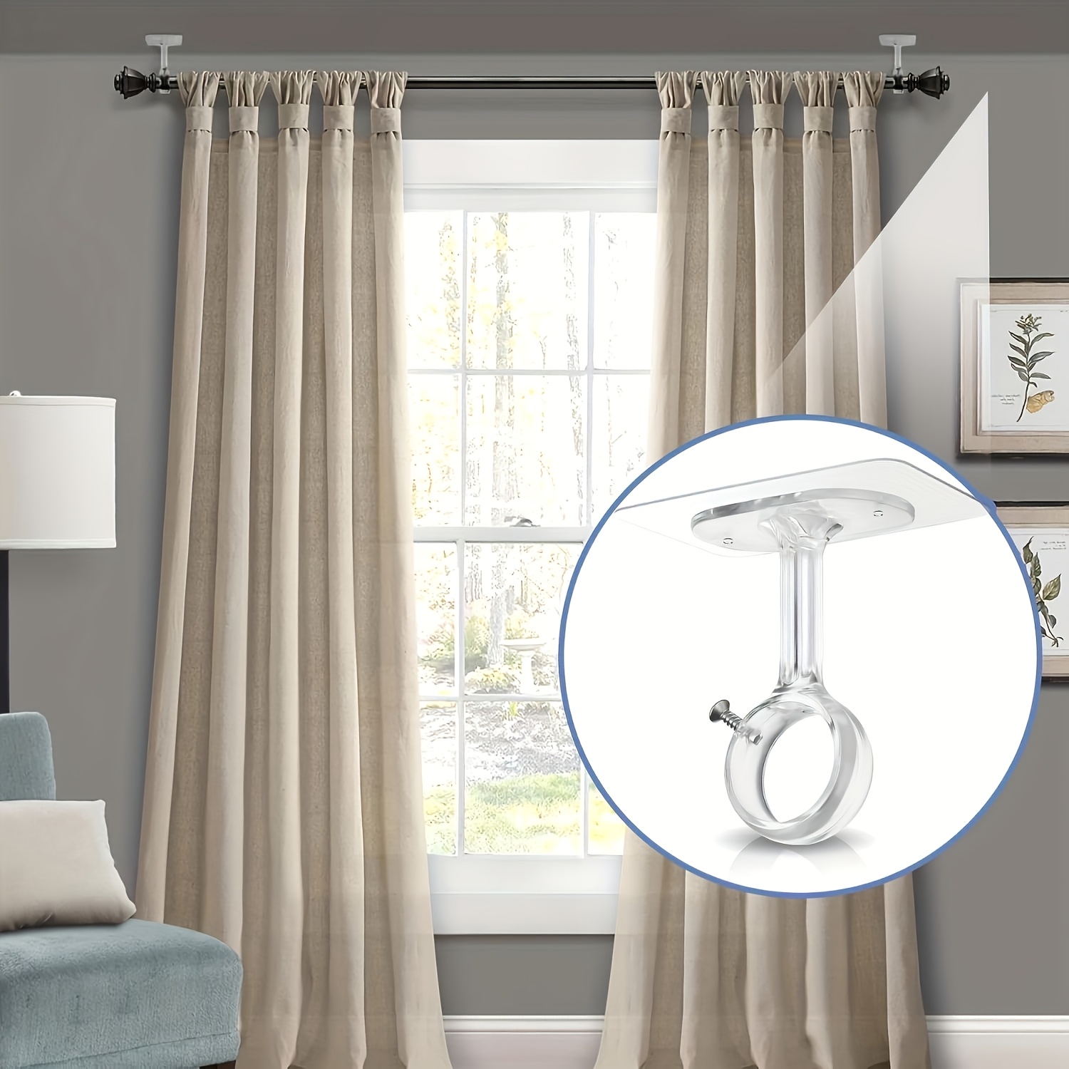 حامل ستائر سقفية غير مثقوب، خط - مراجعة Furniture Hardware Accessories وسعره